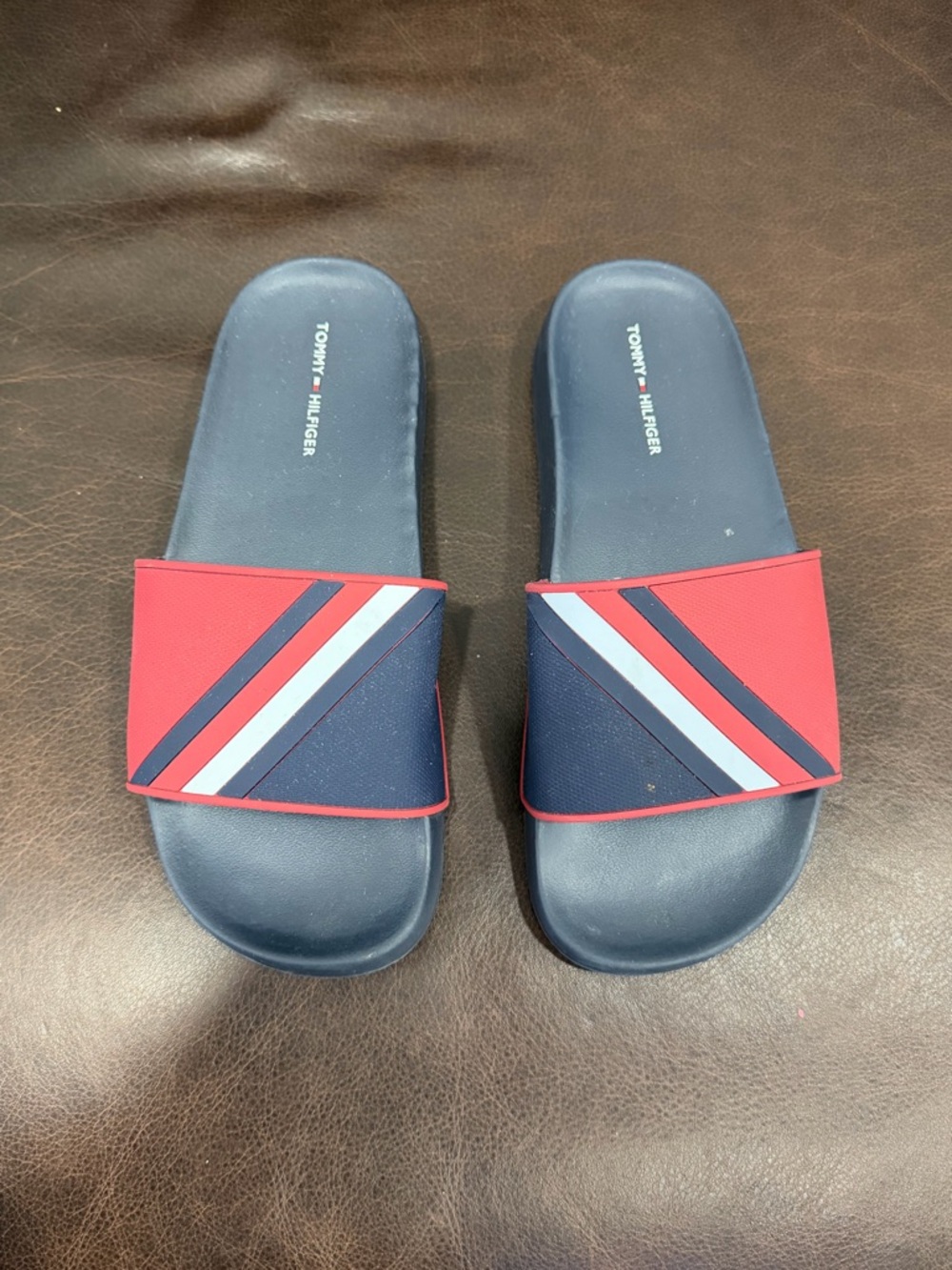 Tommy Hilfiger Red, Navy & White Slide Sandals